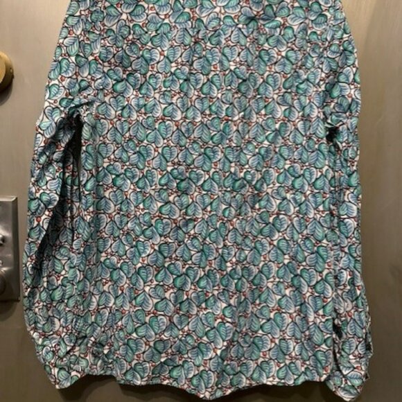 J Crew Leaves & Berries Green Blue Popover Button Front Shirt - Picture 11 of 16